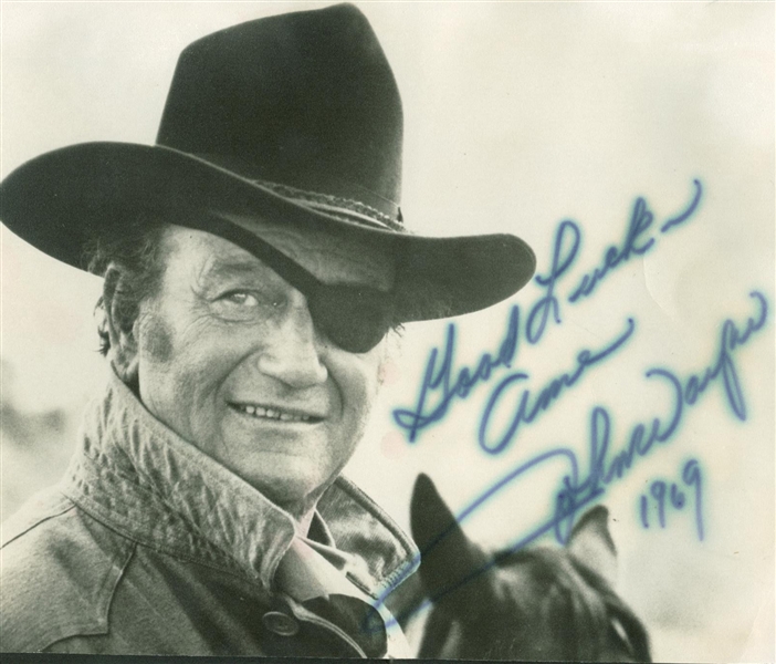 John Wayne Exceptionally Signed 5" x 8" Reuben J. "Rooster" Cogburn Photograph (Beckett/BAS Guranteed)