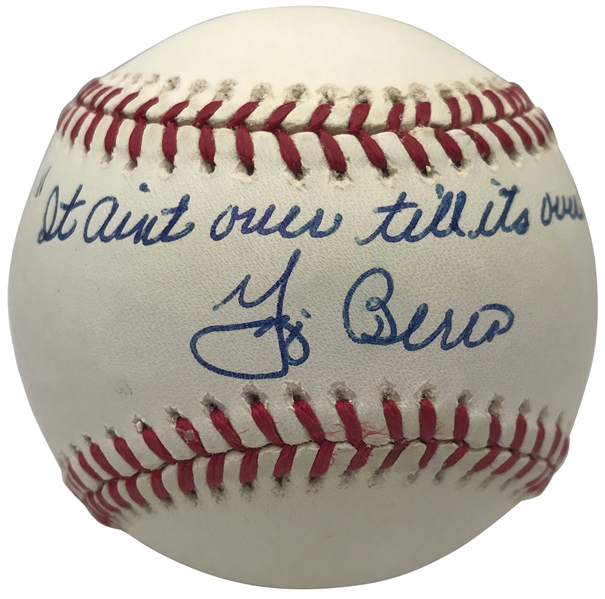 Yogi Berra Signed Near-Mint "It Aint Over Till Its Over" Baseball (Beckett/BAS Guaranteed)