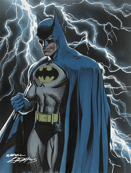 Batman: Neal Adams Incredible Fully Drawn & Colored 8.5" x 11" Sketch of Batman! (Beckett/BAS & Adams LOA)