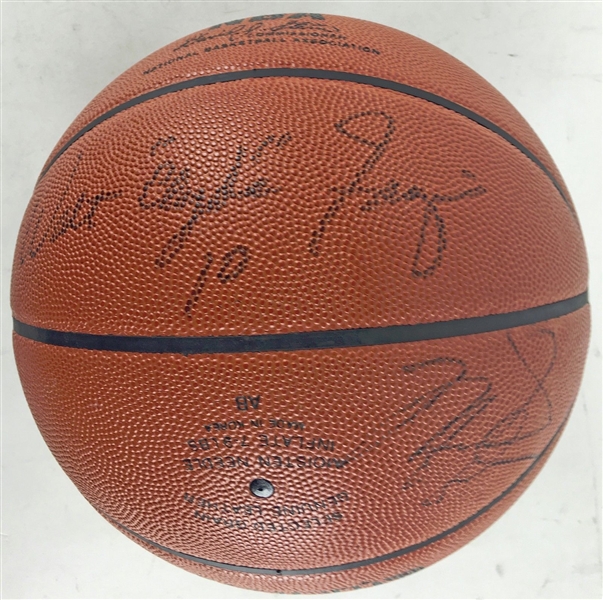Unique Michael Jordan & Walt "Clyde" Frazier Dual Playing-Era Signed NBA Leather Basketball (JSA)