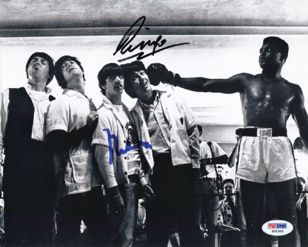 Muhammad Ali & Ringo Starr RARE Dual Signed 8x10 Photo from Historic 1964 Meeting! (PSA/DNA)