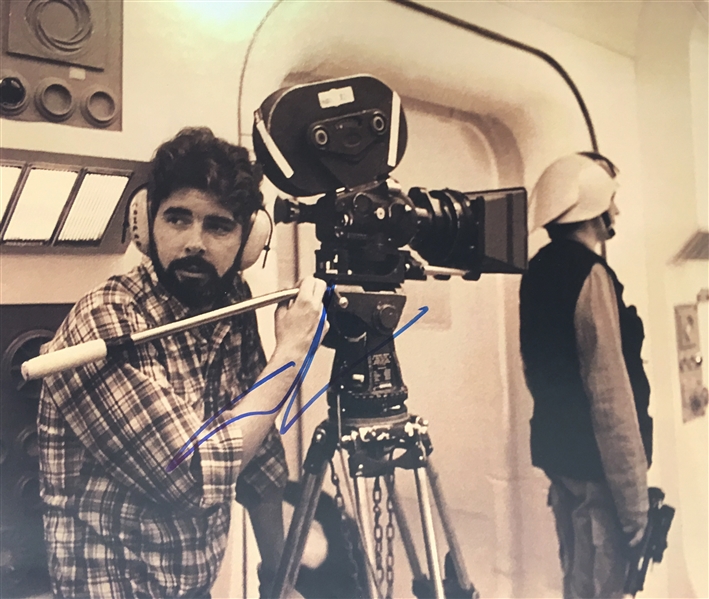 George Lucas Signed 16" x 20" B&W Photo (BAS/Beckett Guaranteed)