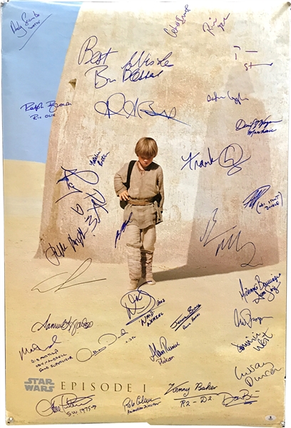 Star Wars Episode I: The Phantom Menace" Incredible Cast Signed 27" x 41" Movie Poster with 29 Autographs Including Rare Natalie Portman! (BAS/Beckett)