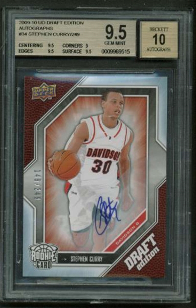 Stephen Curry Signed 2009-10 UD Draft Edition Auto #34 Rookie Card BGS 9.5 w/ 10 Auto!
