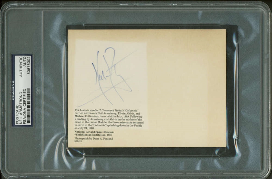 Neil Armstrong Vintage Signed Apollo XI Lunar 4" x 6" Postcard (PSA/DNA Encapsulated)