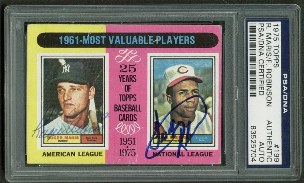 1961 MVPs: Roger Maris & Frank Robinson Dual Signed 1975 Topps Baseball Card (PSA/DNA)