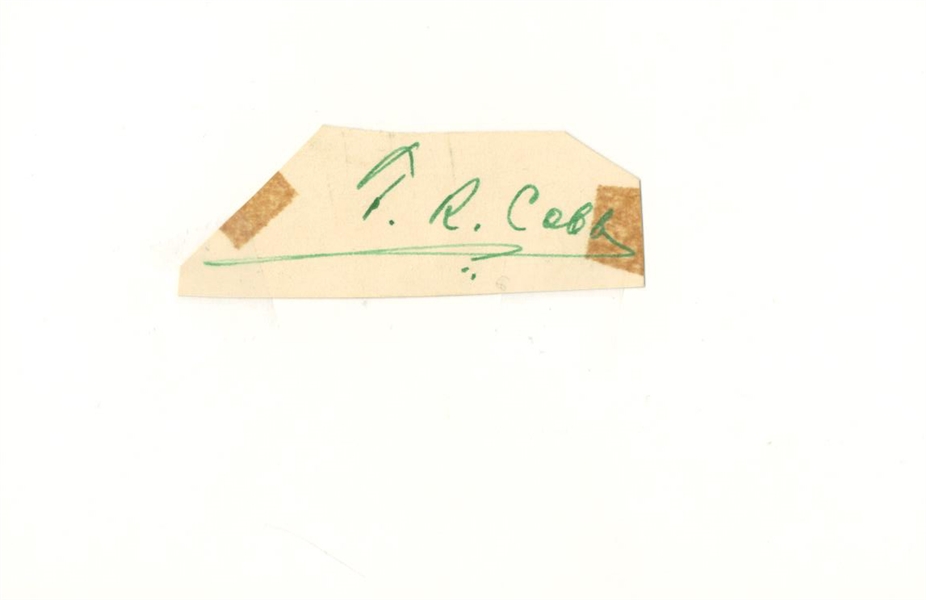 Ty Cobb Near-Mint Signed 1" x 2.75" Album Page (JSA)