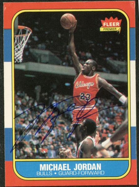 Michael Jordan Signed 1986 Fleer Rookie Card w/ Sharp Corners & Exceptional Autograph! (Upper Deck)