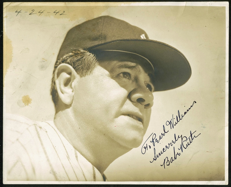 Babe Ruth Near-Mint Signed 8" x 10" New York Yankees Photograph, Easily One Of The Strongest In The Hobby! Beckett/BAS MINT 9!