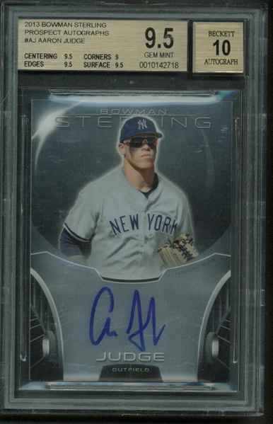 Aaron Judge Signed 2013 Bowman Sterling Rookie Card BGS 9.5 w/ 10 Auto!