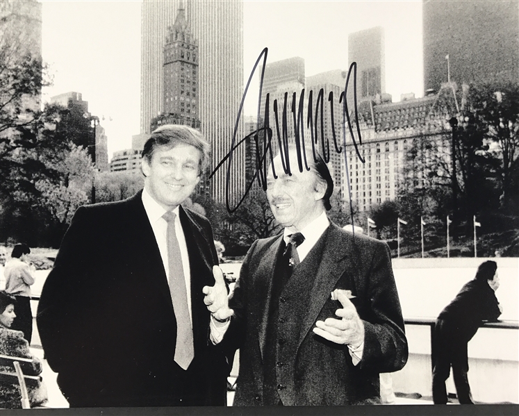 President Donald Trump Signed 11" x 14" B&W Photo with Father (Beckett/BAS)