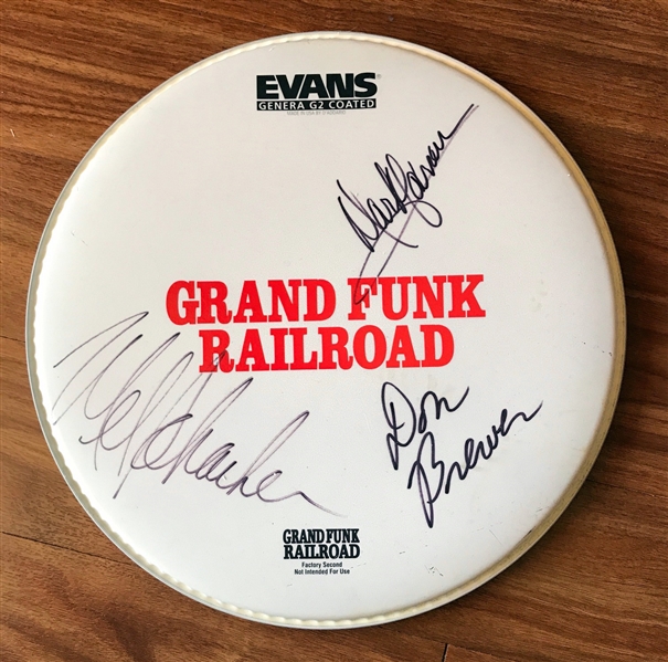Grand Funk Railroad Group Signed Drum Head (Beckett/BAS Guaranteed)