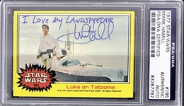 Star Wars: Mark Hamill Signed 1977 Topps Star Wars Trading Card #185 w/Unique Inscription (PSA/DNA Encapsulated)