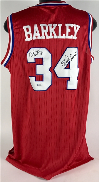 Charles Barkley Signed 76ers Style Jersey with RARE "Round Mound of Rebound" Inscription & EXACT PHOTO PROOF (Beckett/BAS)