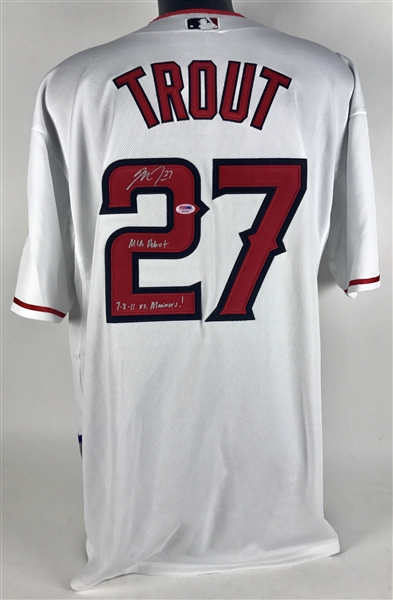 Mike Trout Signed Angels Home Jersey with RARE "MLB Debut 7-8-11 vs. Mariners" Inscription (PSA/DNA Rookiegraph)