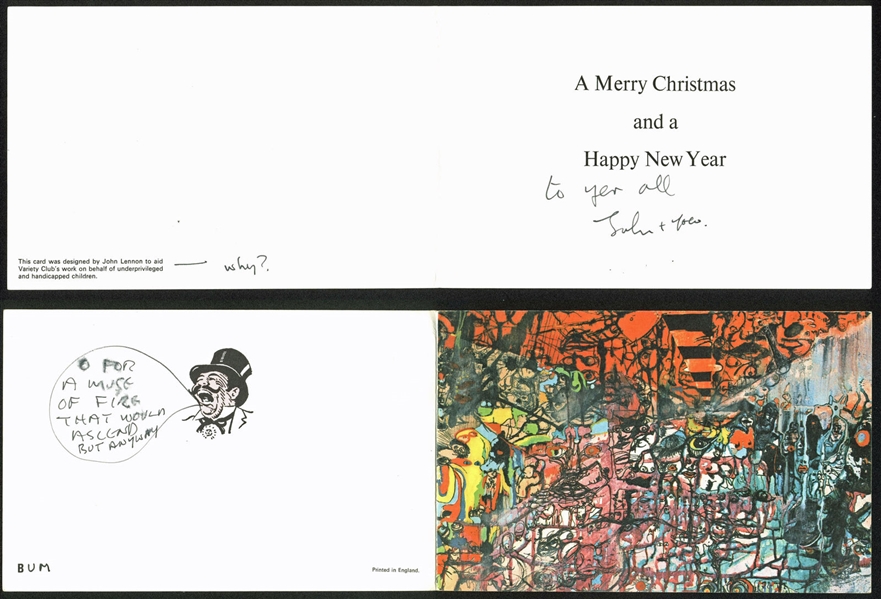 The Beatles: John Lennon Signed 1970 Christmas Card (BAS/Beckett)