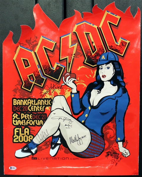 AC/DC Group Signed On-Site 2008 Poster w/ All Five Members! (BAS/Beckett)