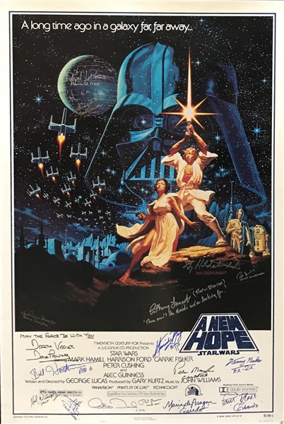Star Wars "A New Hope" Cast Signed 27" x 40" Poster w/ 15+ Autographs! (Beckett/BAS Guaranteed)