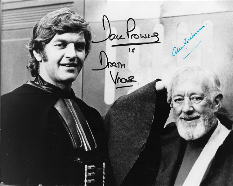 Sir Alec Guinness & David Prowse Uncommon Signed "Behind the Scenes" 8" x 10" B&W Photo (PSA/DNA)