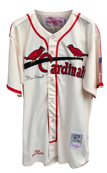 Stan Musial Signed Mitchell & Ness 1944 St. Louis Cardinals Vintage Style Jersey (BAS/Beckett Guaranteed)
