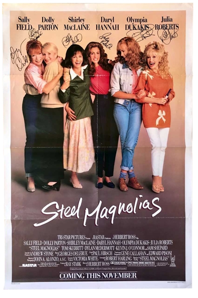 RARE Steel Magnolias Cast Signed Full-Sized Movie Poster (BAS/Beckett Guaranteed)