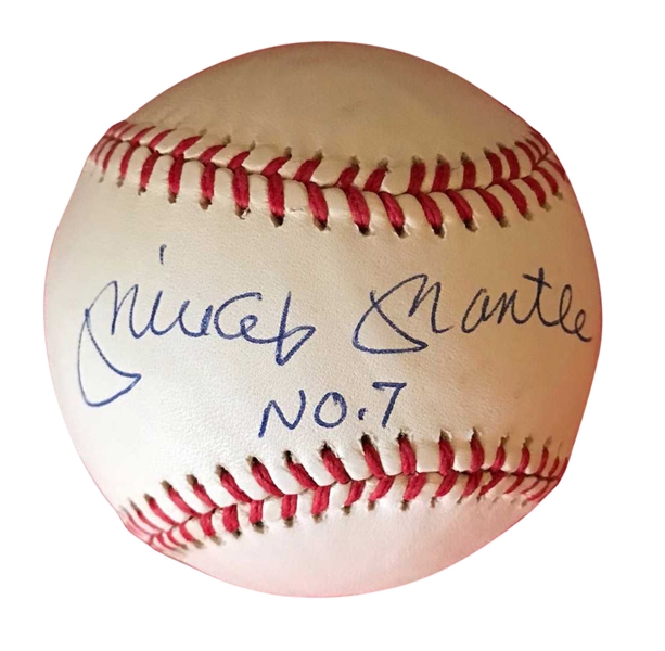 Mickey Mantle Signed OAL Baseball w/ "No. 7" Inscription (JSA)