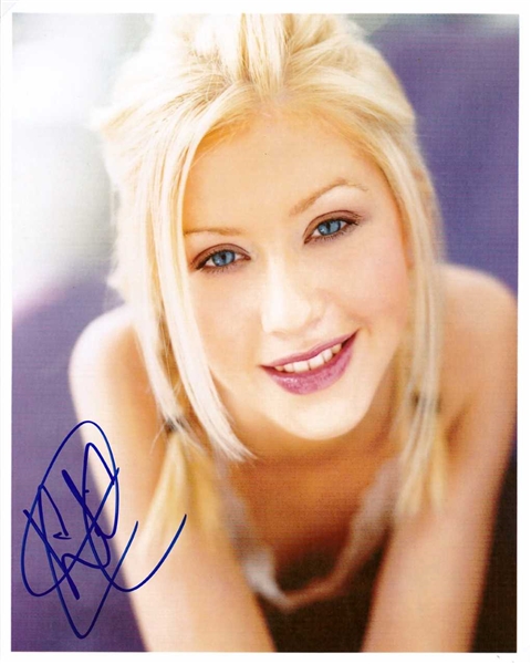 Christina Aguilera Sexy Signed 8" x 11" Color Photo (BAS/Beckett Guaranteed)