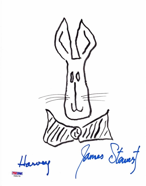 James Stewart Hand Drawn & Signed 8" x 11" Harvey Sketch (PSA/DNA)