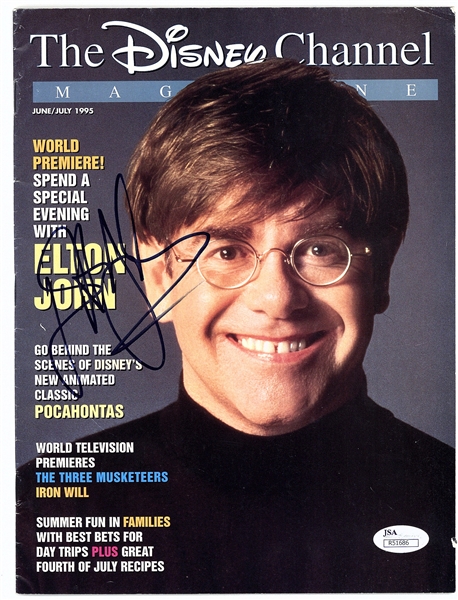 Elton John Signed "The Disney Channel" 1995 Magazine (JSA)