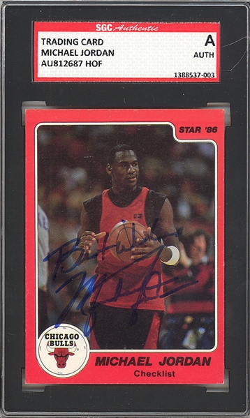 Michael Jordan Signed 1986 Star Checklist Rookie Card (SGC)