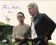 The Force Awakens: Harrison Ford & Daisy Ridley Dual Signed 11" x 14" Photo with "Rey" Inscription (Beckett/BAS)