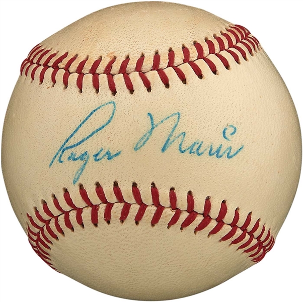 Roger Maris Signed OAL Baseball w/ Rare Sweet Spot Autograph! (PSA/DNA Graded NM-MT 8)
