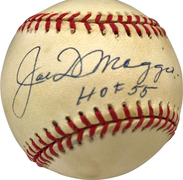 Joe DiMaggio Signed OAL Baseball w/ "HOF 55" Inscription (PSA/DNA)