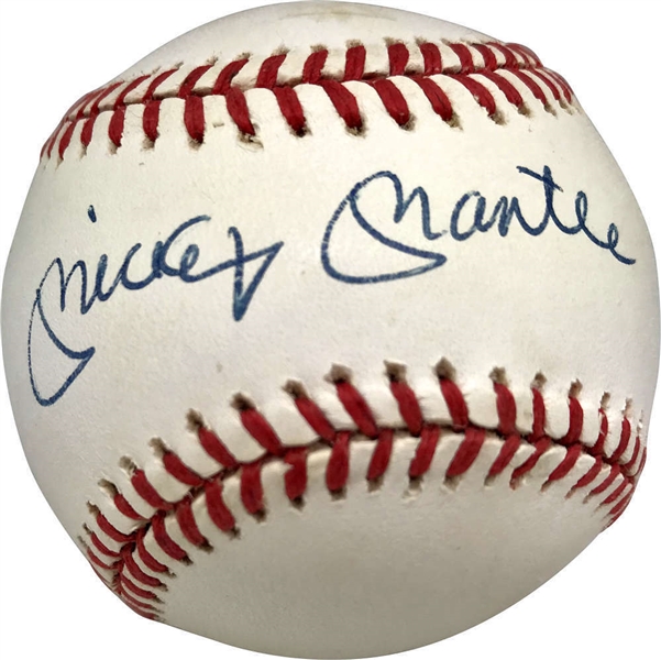Mickey Mantle Boldly Signed OAL Baseball (JSA)