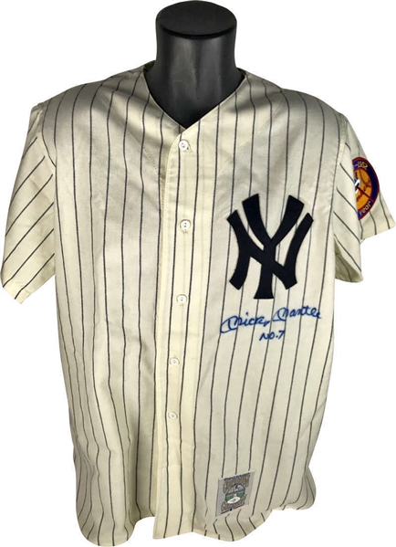 Mickey Mantle Near-Mint Signed Mitchell & Ness Yankees Jersey (JSA)
