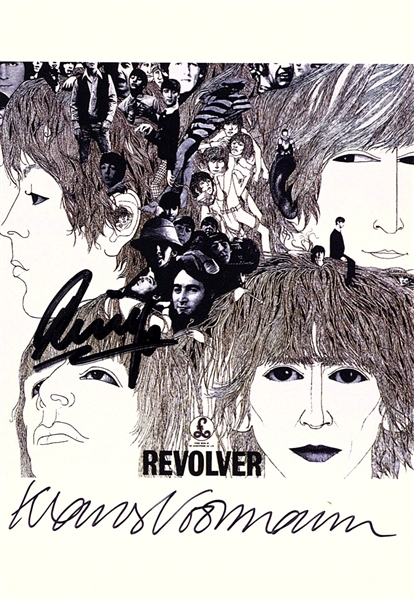Ringo Starr & Klaus Voormann Signed 3" x 5" Revolver Postcard (Beckett/BAS)