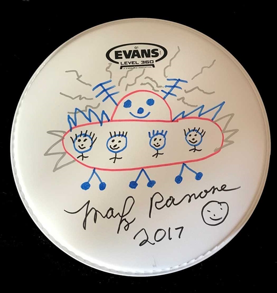 Marky Ramone Signed 10" Drumhead w/ Hand-Drawn Artwork (BAS/Beckett Guaranteed)