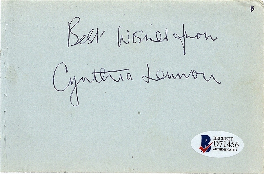 The Beatles: Cynthia Lennon Vintage Signed 3" x 5" Album Page (Beckett/BAS)