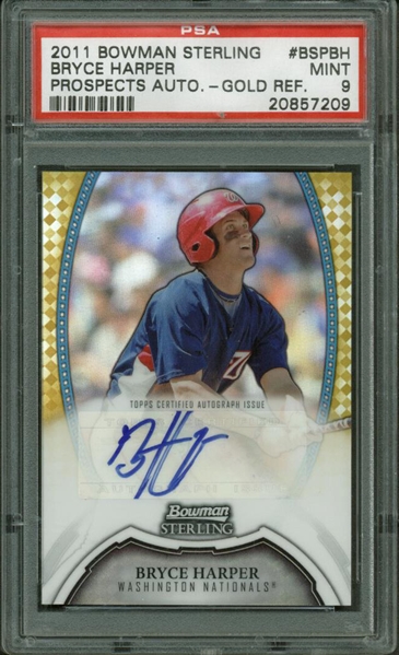 2011 Bowman Sterling Bryce Harper Signed Rookie Card PSA Graded MINT 9!