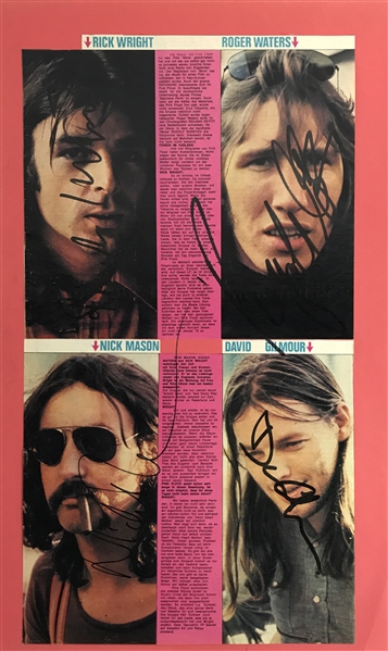 Pink Floyd Vintage Group Signed 12" x 19" Magazine Photograph Display w/ All Four Members! (Beckett/BAS)