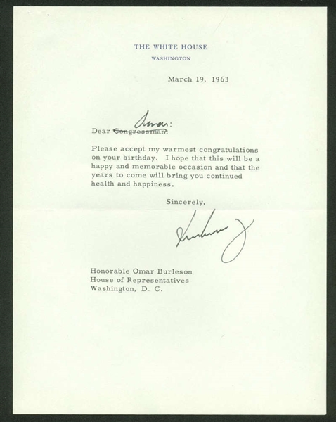 President John F. Kennedy Signed 1963 White House Letter (JSA)