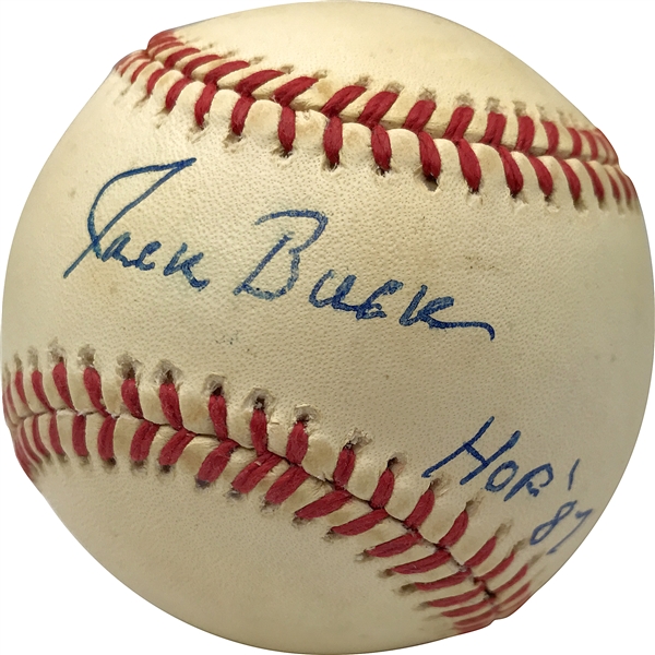 Jack Buck Rare Signed ONL Baseball w/ "HOF 87" Inscription (PSA/DNA)
