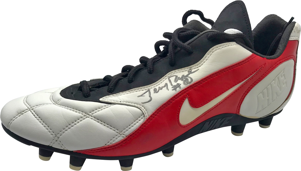 Jerry Rice Signed & Game Used/Worn 49ers NIKE Cleat (JSA & Iconic LOA)