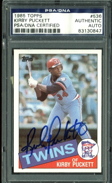 Kirby Puckett Rare Signed 1985 Topps Rookie Card (PSA/DNA Encapsulated)
