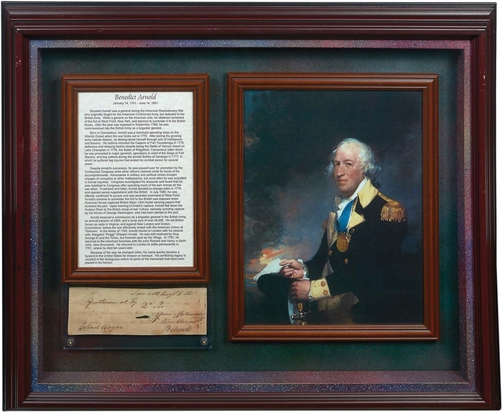 Incredibly Rare Benedict Arnold Handwritten & Signed Note in Custom Framed Display (JSA)