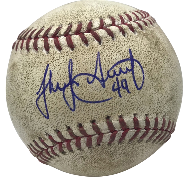 Jake Arrieta Signed, Game Used & Pitched 2017 OML Baseball To Corey Seager! (PSA/DNA & MLB)