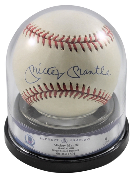 Mickey Mantle Signed OAL Baseball - Graded MINT 9 by BAS/Beckett!