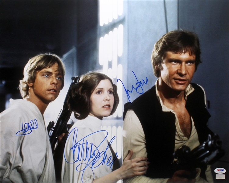 "Star Wars" Cast Signed 16" x 20" Photo w/ Ford, Hamill, & Fisher (PSA/DNA)