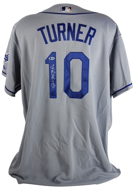 Justin Turner Signed & Full Name Inscribed Majestic Dodgers Jersey (BAS/Beckett)