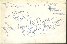 The Beatles: ULTRA-RARE c. 1961 Signed 3" x 5" Photo w/ Pete Best, John Lennon & George Harrison! (PSA/DNA)